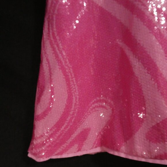 H&M | size 3T | Pink Marble Patterned Sequin Short Sleeve Dress | Button-Up Back - Picture 12 of 14